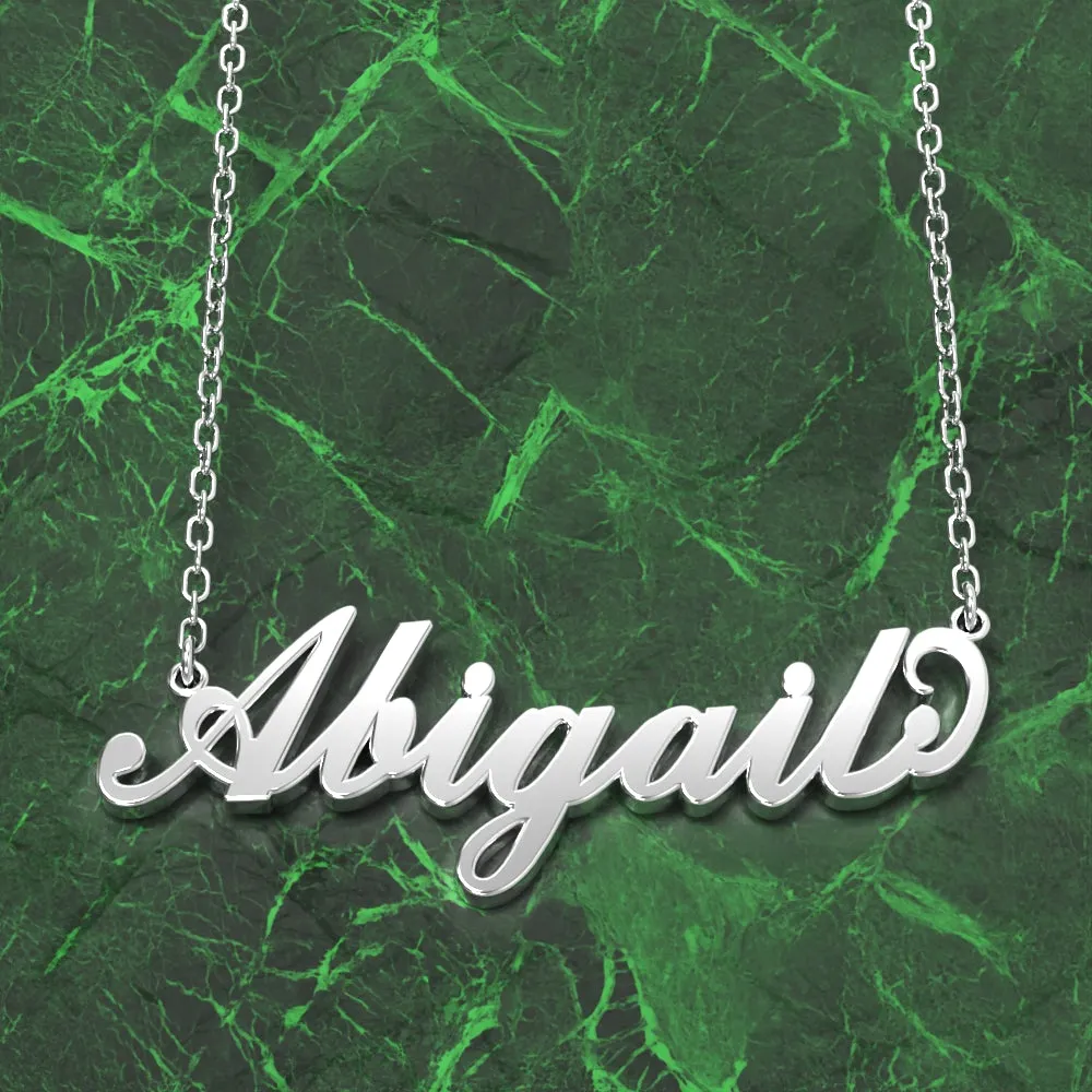 Abigail Name Necklace 14k Gold Plated Silver Custom Necklace, Personalized Gifts For Her