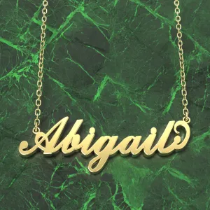 Abigail Name Necklace 14k Gold Plated Silver Custom Necklace, Personalized Gifts For Her