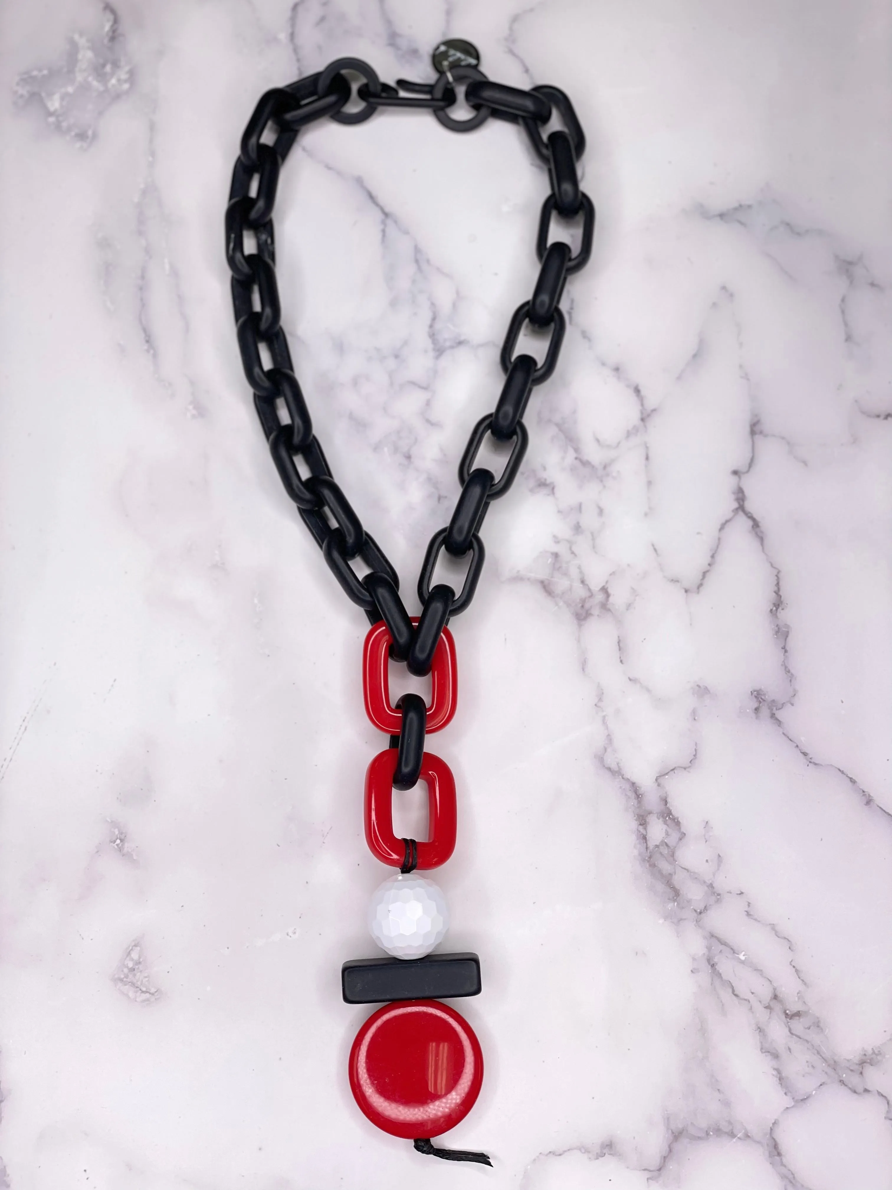 Alisha D Geometric Pieces Resin Acrylic Statement Necklace