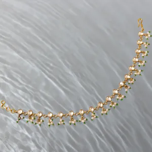 Amara Green Bead Moissanite Anklet Pair of 2