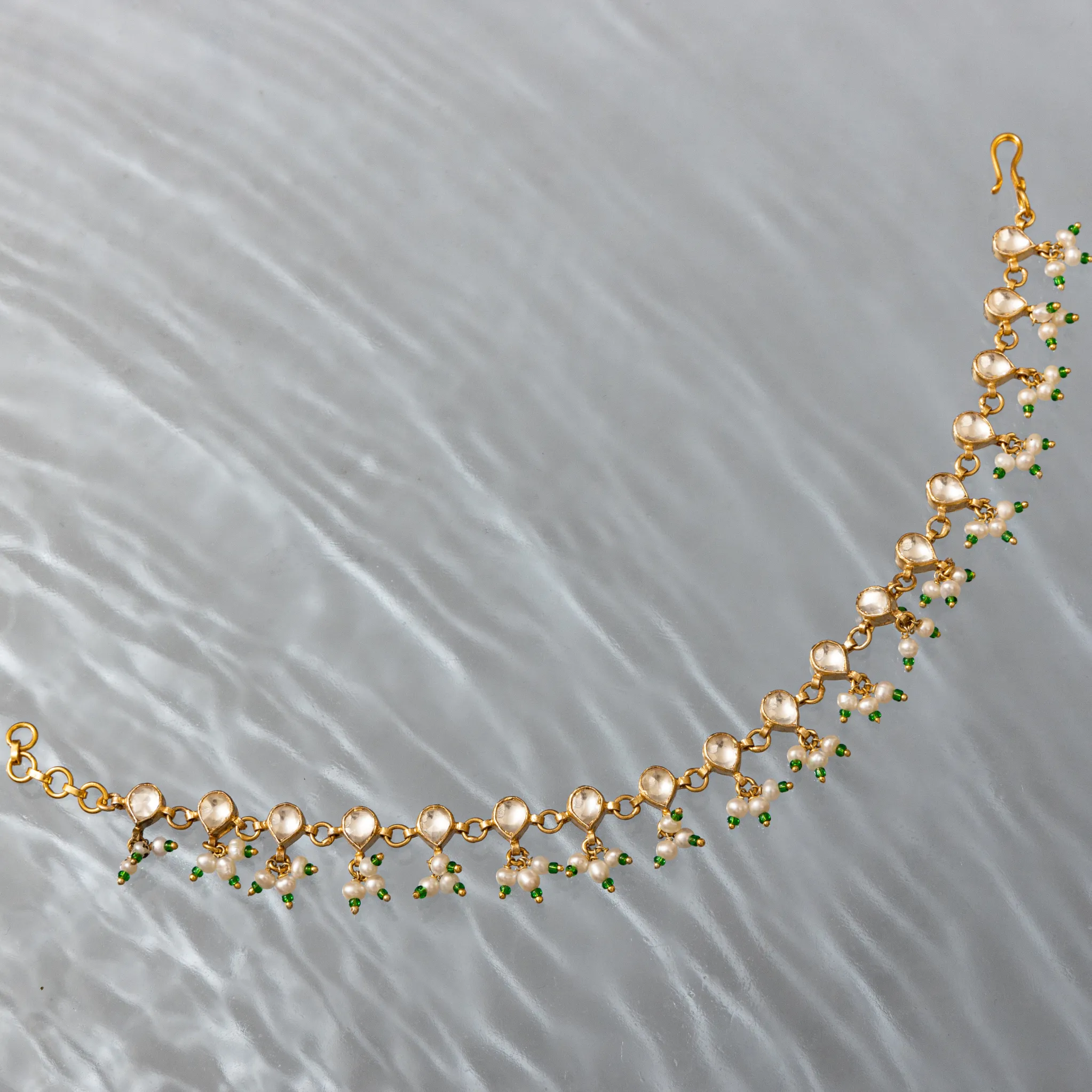 Amara Green Bead Moissanite Anklet Pair of 2