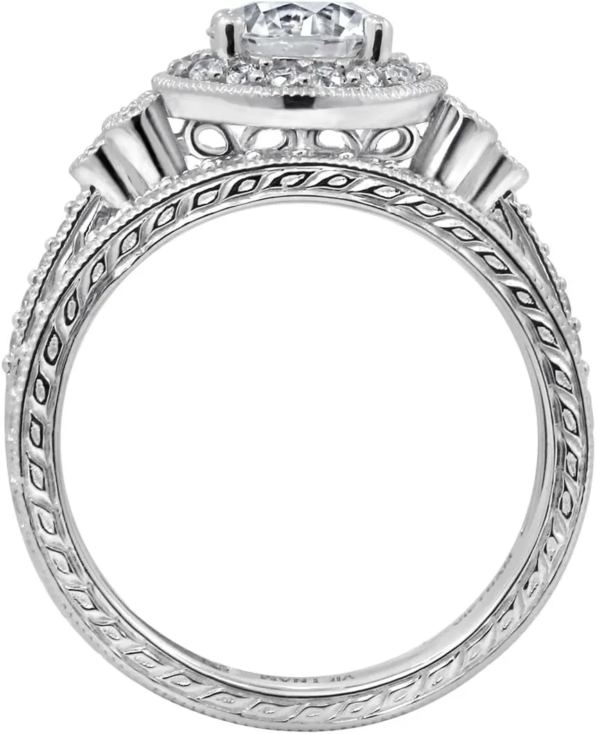 Amazon Essentials Plated Sterling Silver Antique Rings set made with Infinite Elements Cubic Zirconia (previously Amazon Collection)