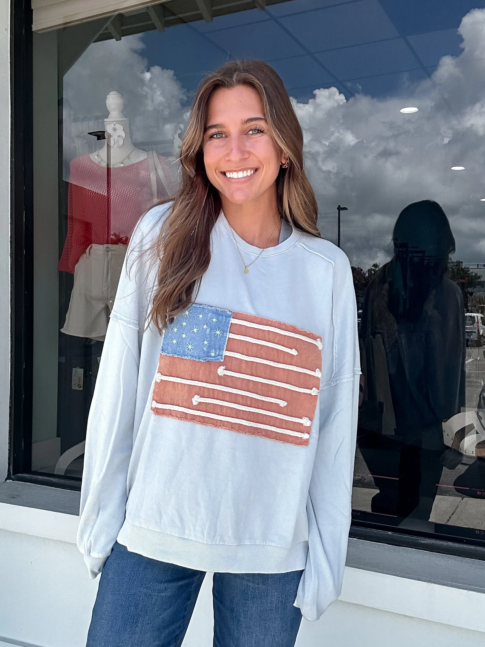 American Flag Patch Sweatshirt