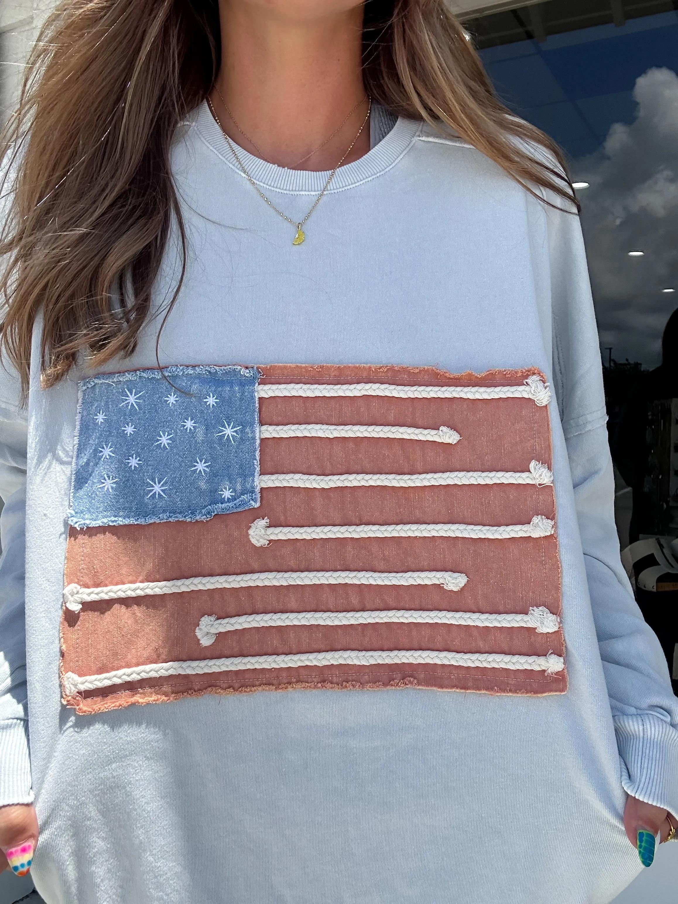 American Flag Patch Sweatshirt