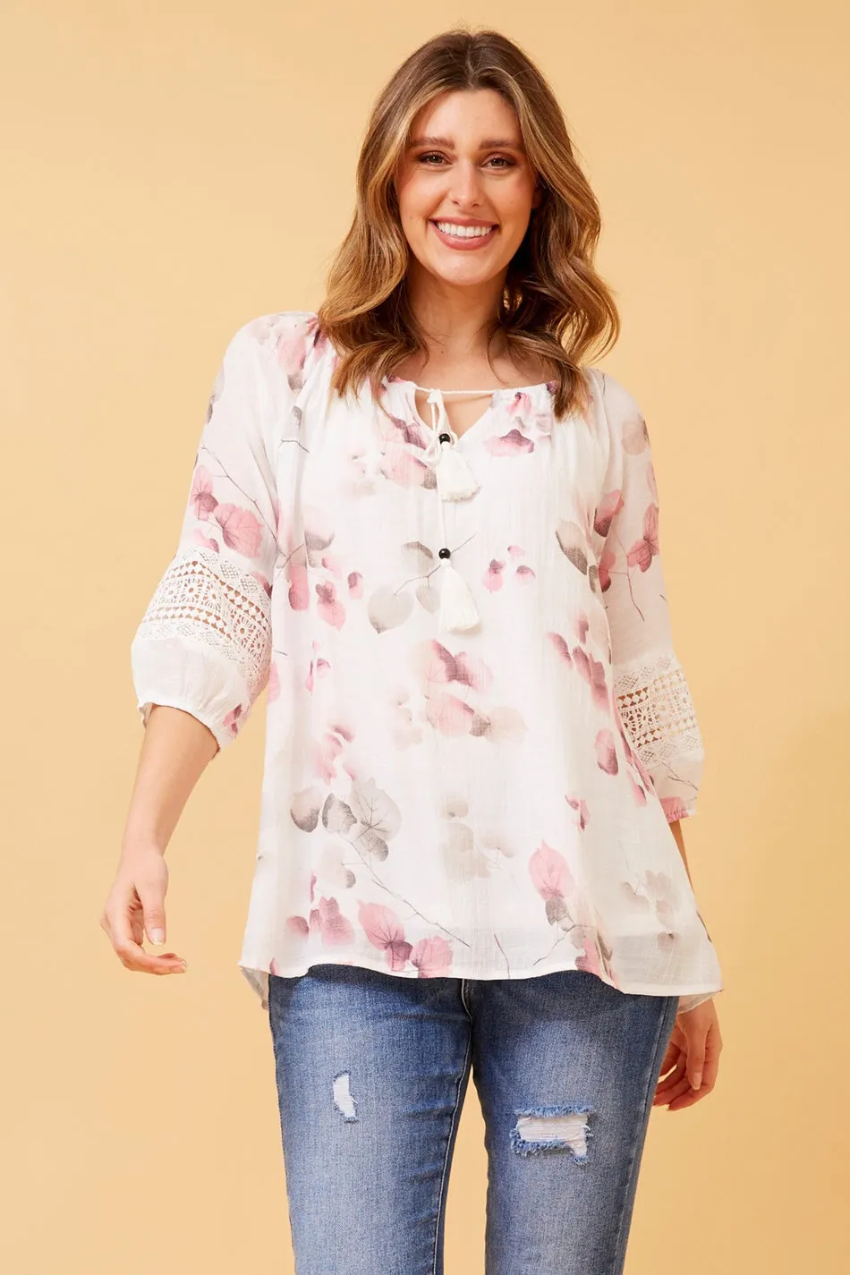 ANDREA LEAF PRINT TOP