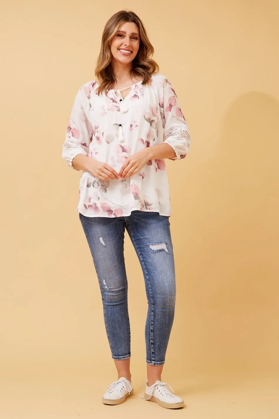 ANDREA LEAF PRINT TOP