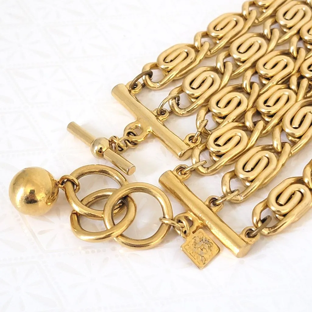 Anne Klein Gold Tone Triple Strand Snail Chain Choker