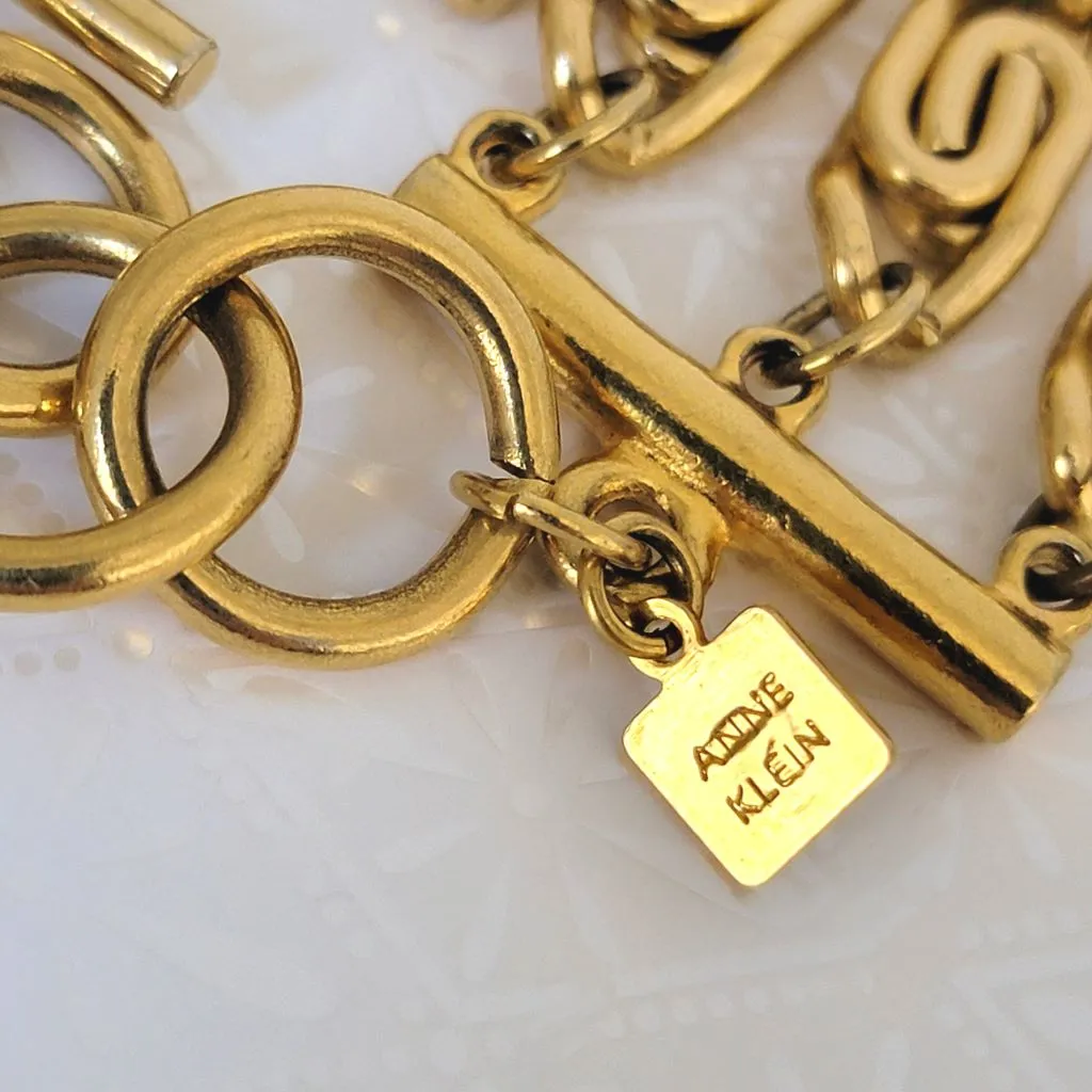 Anne Klein Gold Tone Triple Strand Snail Chain Choker