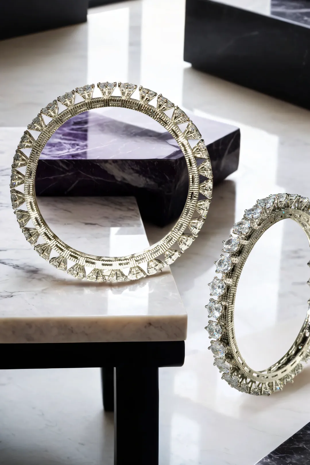 Asha Intricately Designed Bangles in Gold, Rose Gold, or Silver Plating (Set of 2)
