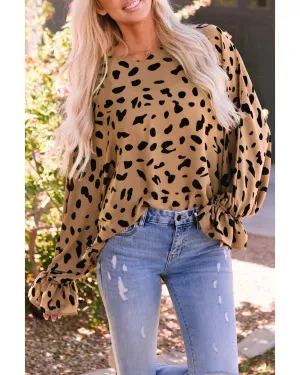 Azura Exchange V Neck Ruffled Cuffs Loose Blouse - M