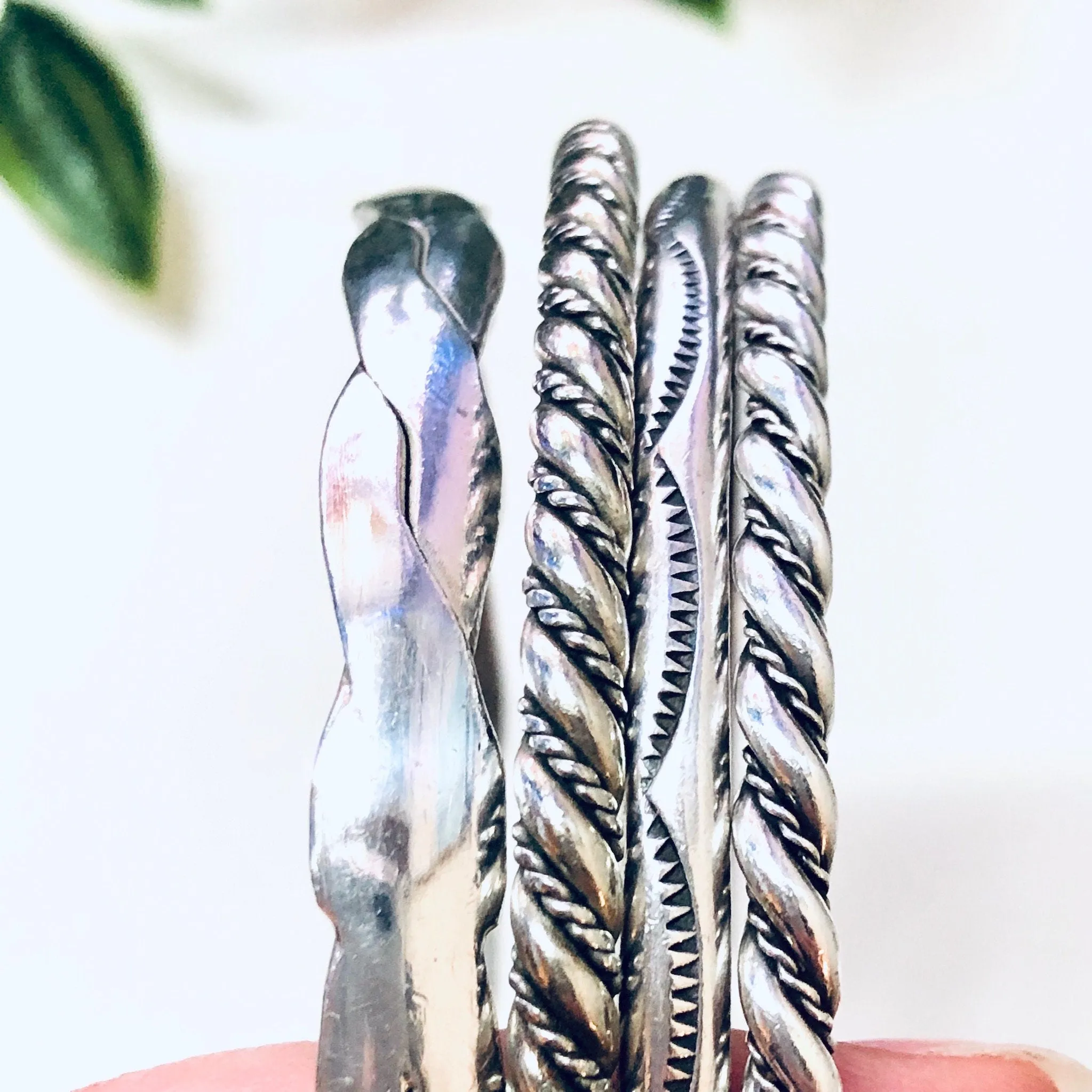 Bangle Bracelets, Vintage Jewelry, Textured Bracelets, Set of Four, Silver Plated Jewelry, Sleek Jewelry, Bangles, Holiday Gift Idea, Simple