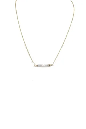Baroque Bar Pearl Charm Necklace in Gold
