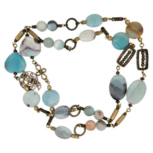 Beaded Blue Dyed Agate Necklace