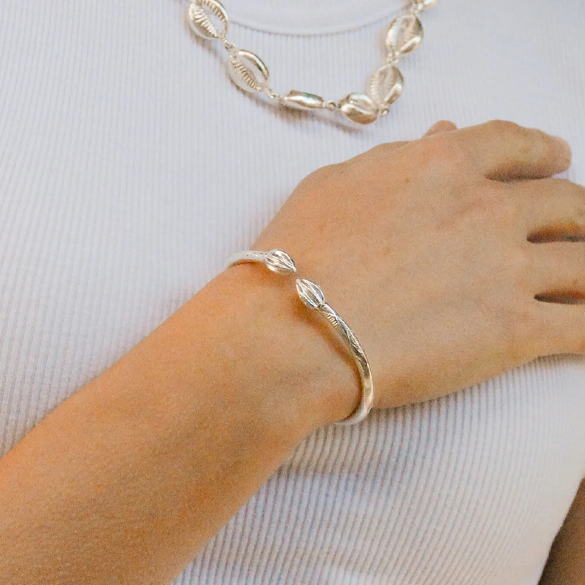 Better Jewelry Cocoa Pods  .925 Sterling Silver West Indian Bangle, 1 piece