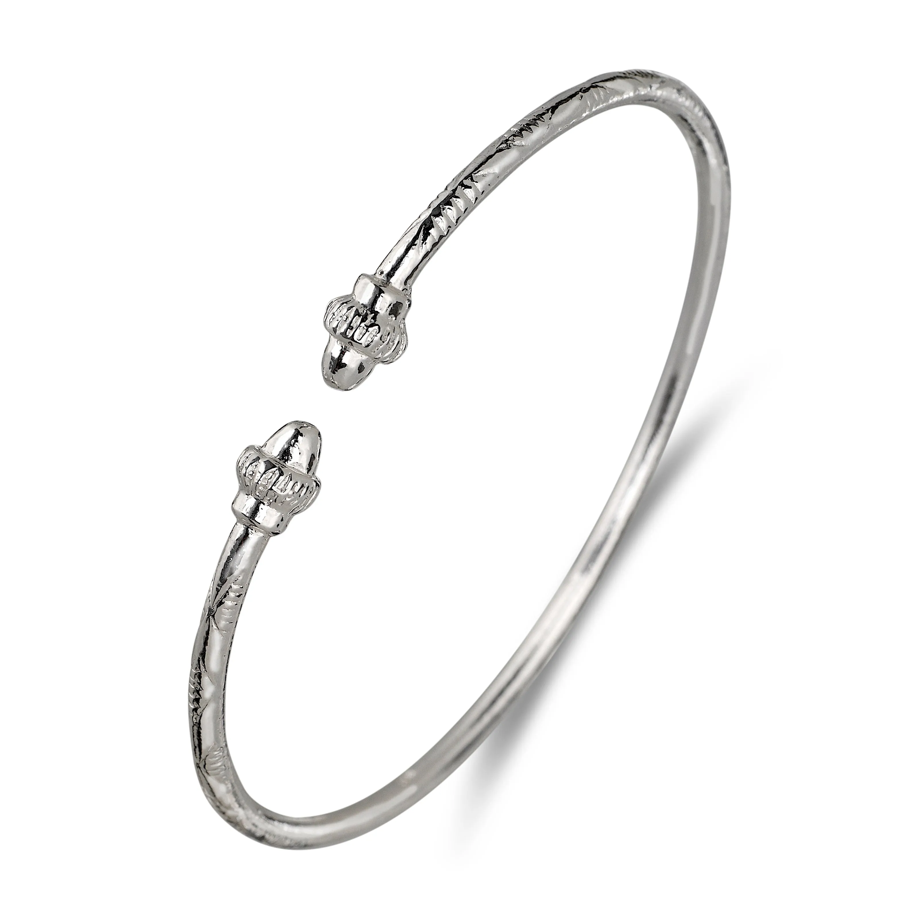 Better Jewelry Ridged Belt .925 Sterling Silver West Indian Bangles, 1 pair
