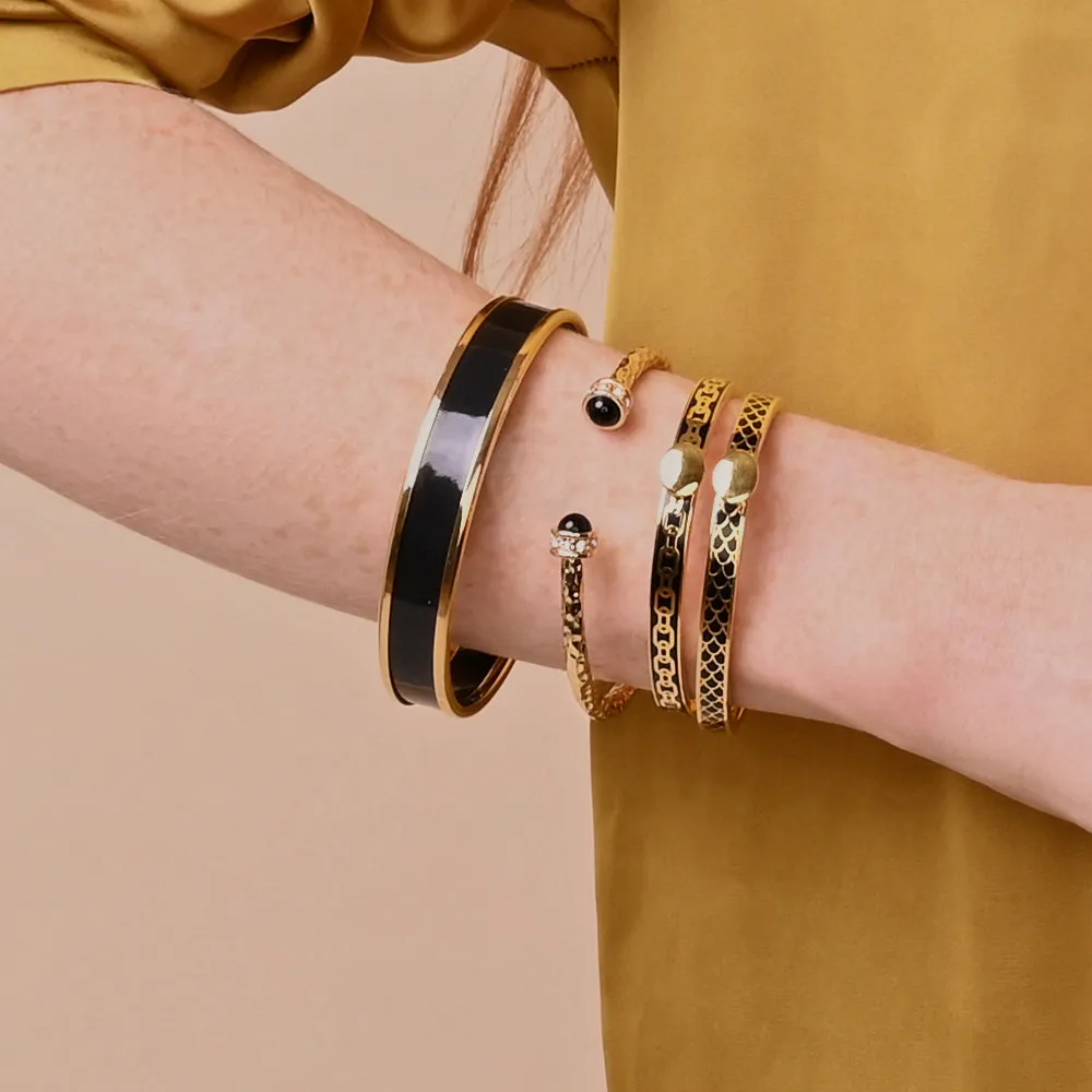 Black & Gold Enamel Bangle