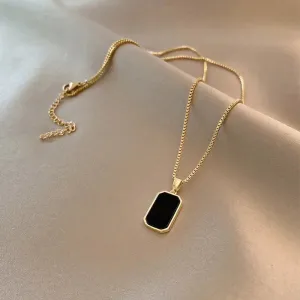 Black Exquisite Minimalist Square Pendant Choker Chain Necklaces