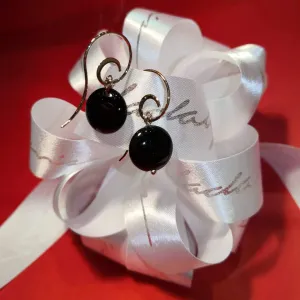 Black Onyx 14kt Yellow Gold Fancy French Wire Earring