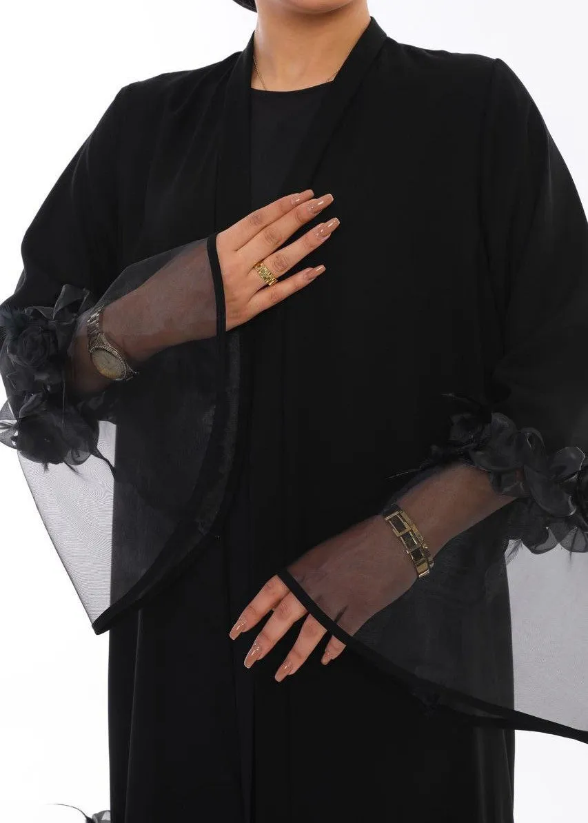 Black Organza Border Abaya (Turkey)