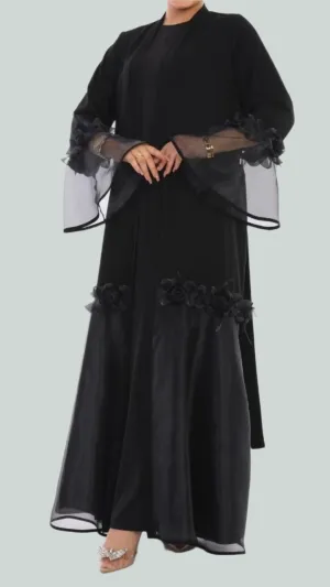 Black Organza Border Abaya (Turkey)