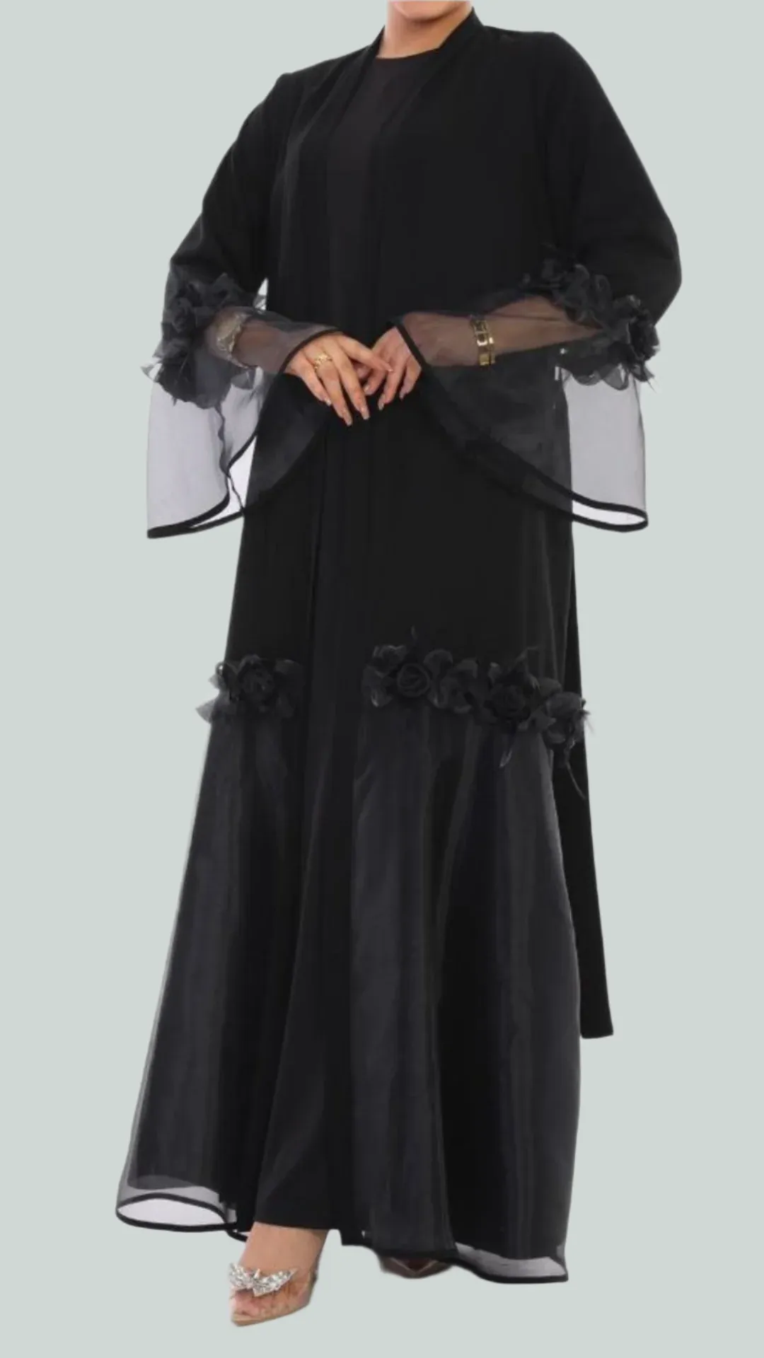 Black Organza Border Abaya (Turkey)