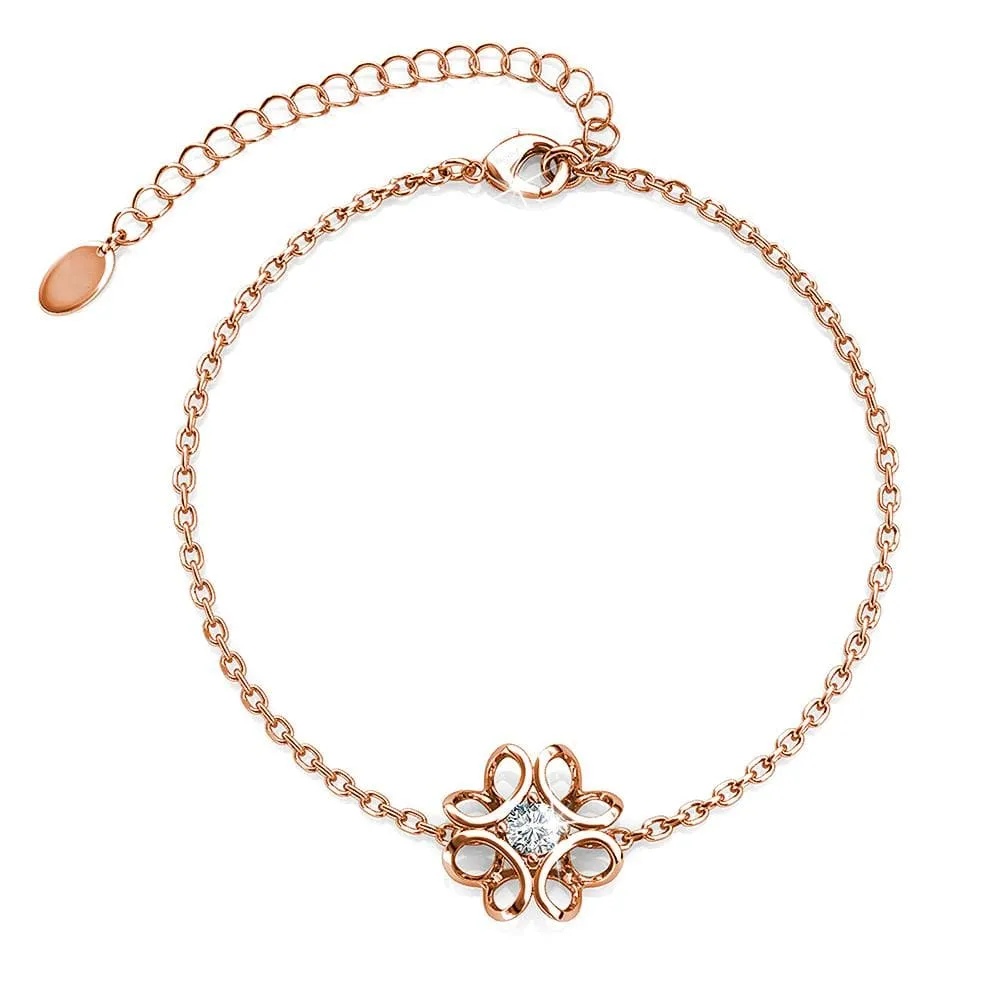 Boxed Rose Gold Blooming Flower Bracelet & Daffodil Hologram Stud Earrings Embellished with SWAROVSKI® Crystals Set