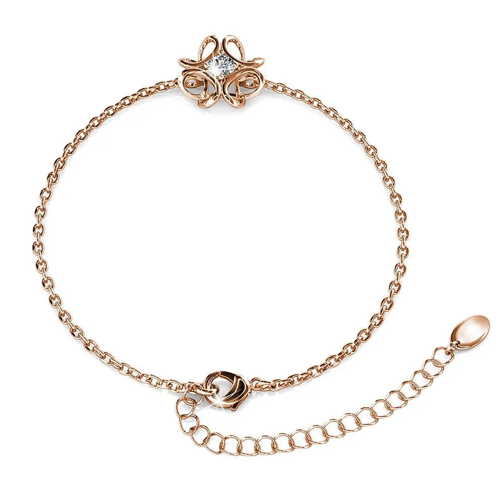 Boxed Rose Gold Blooming Flower Bracelet & Daffodil Hologram Stud Earrings Embellished with SWAROVSKI® Crystals Set