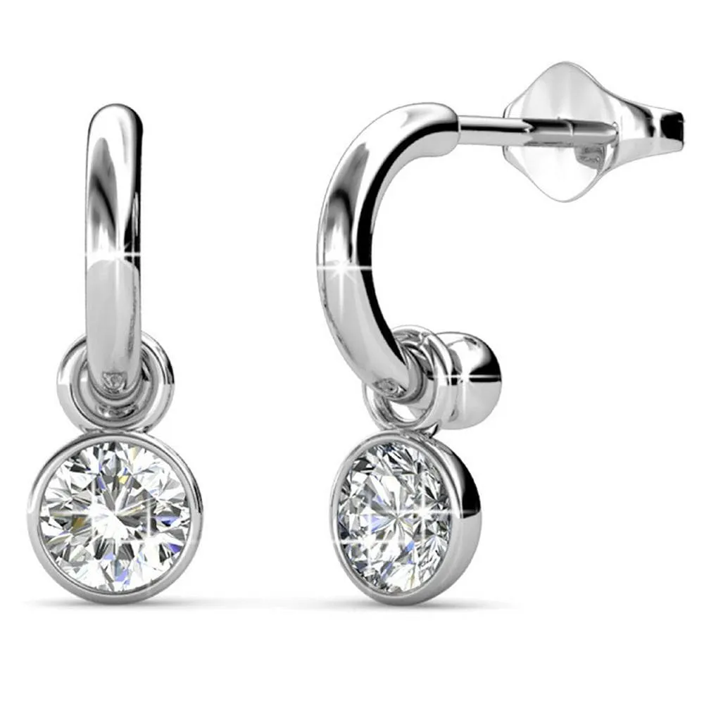 Boxed White Gold Drop Charm Bracelet and Earrings Set Embellished with SWAROVSKI® Crystals