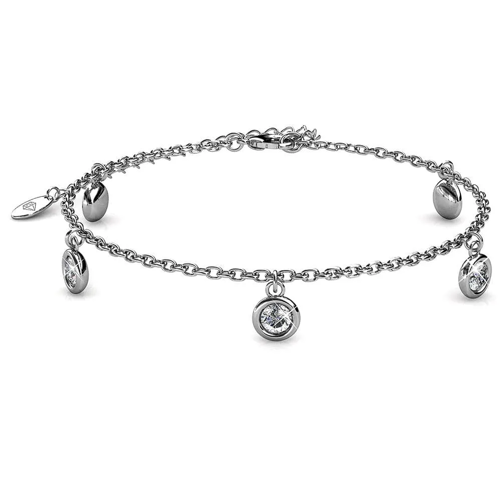 Boxed White Gold Drop Charm Bracelet and Earrings Set Embellished with SWAROVSKI® Crystals