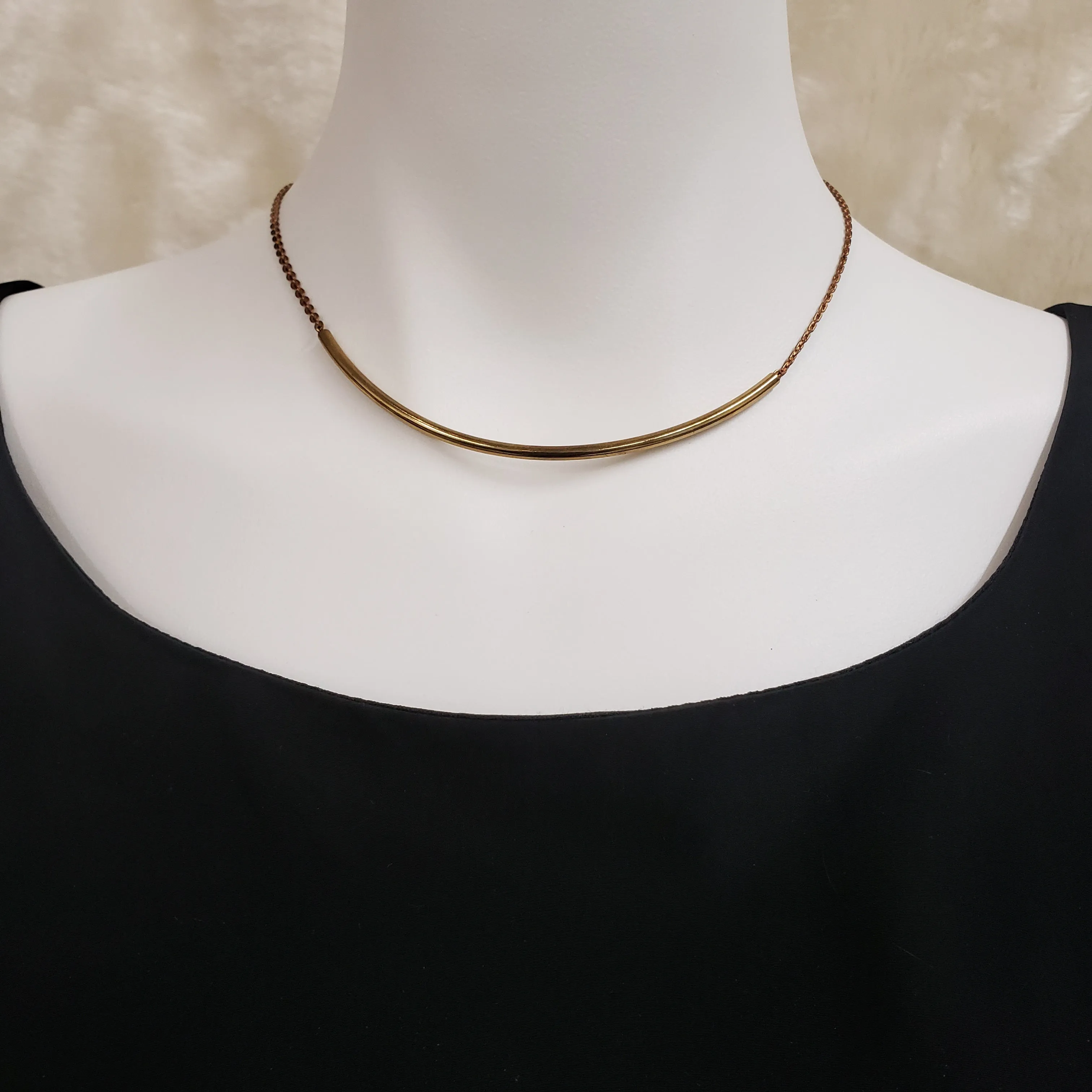 Brass Bar Modern Choker Necklace