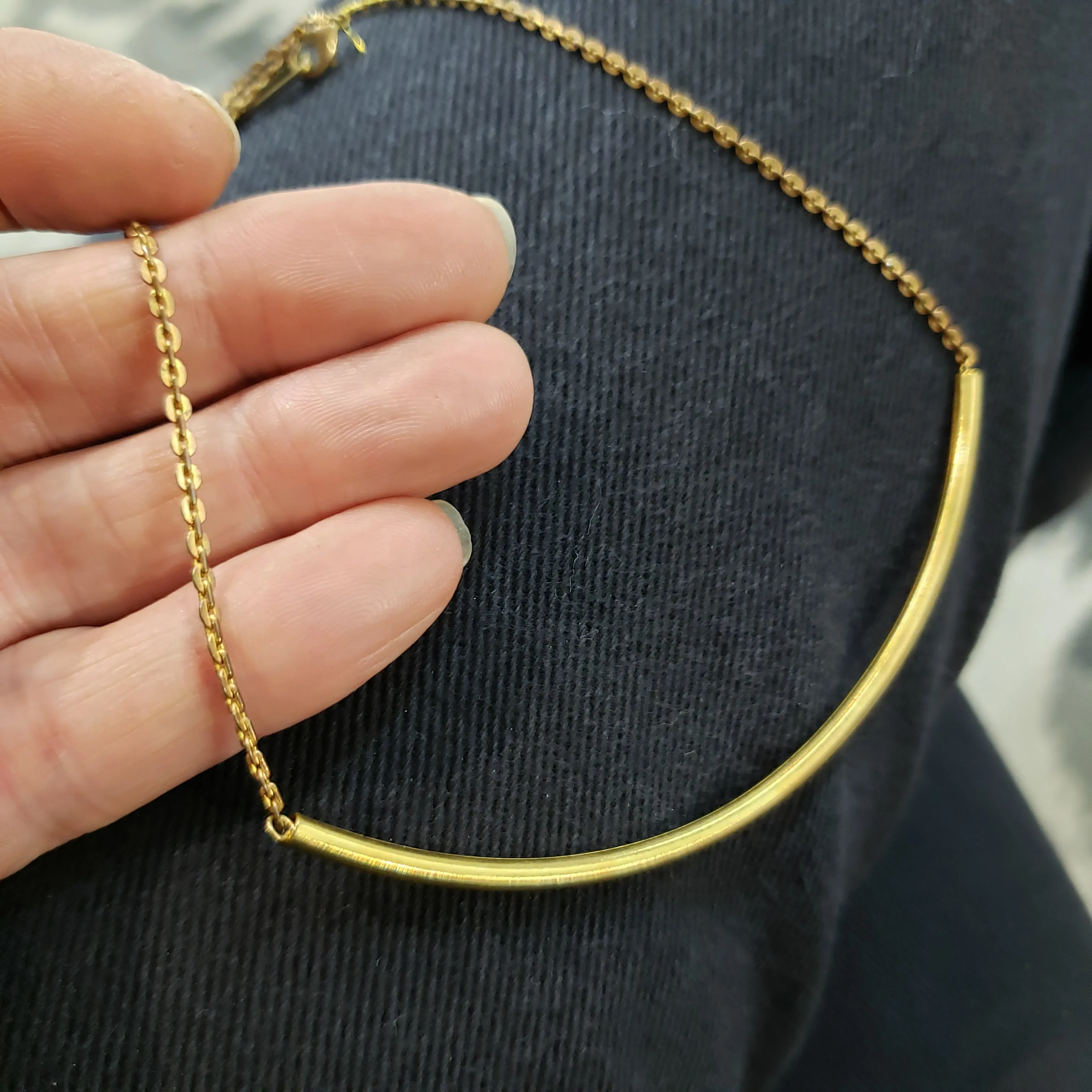 Brass Bar Modern Choker Necklace