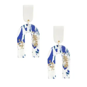 Buy Women's Dangle Earrings: Blue/White Down U Design