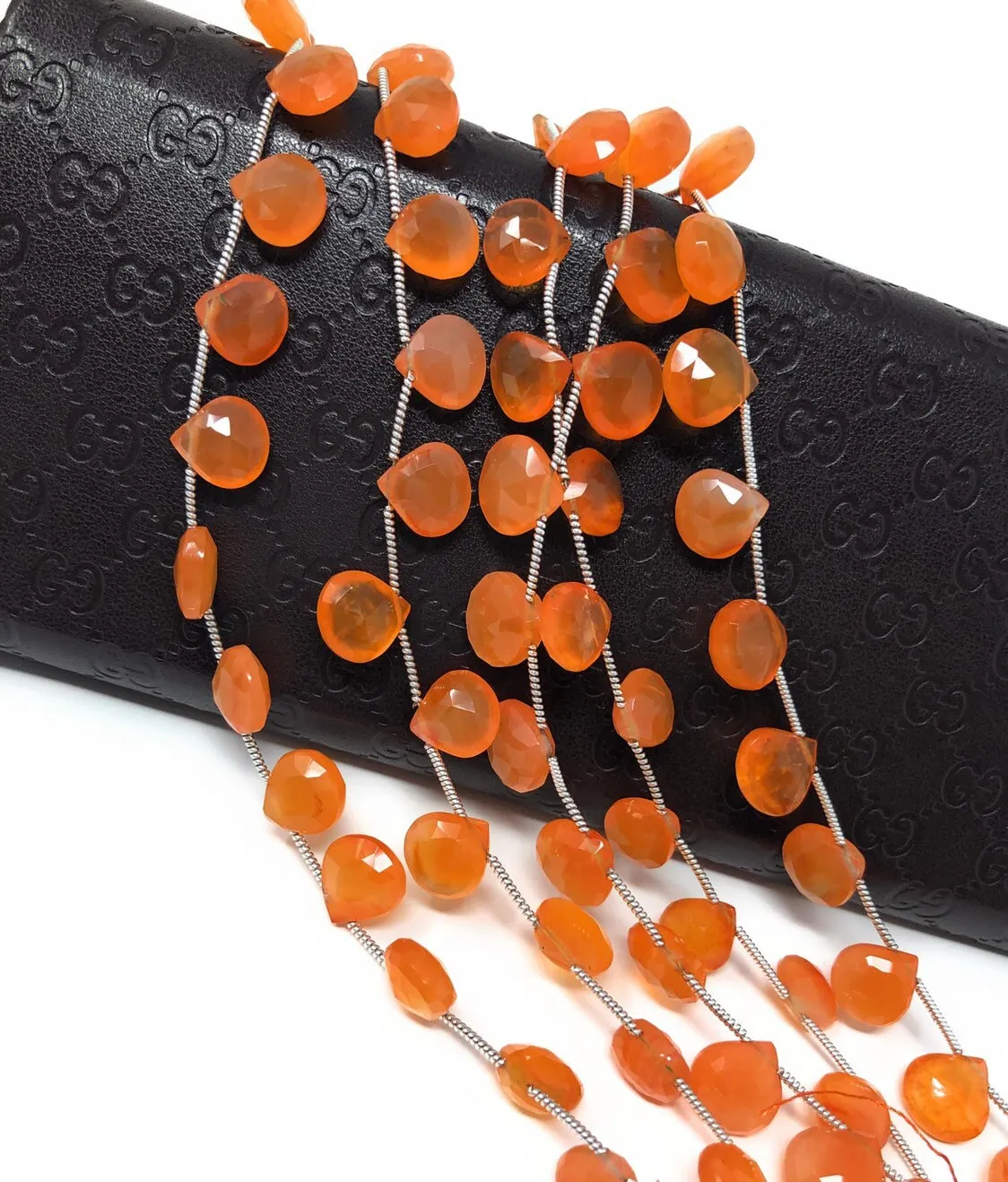 Carnelian Gemstone Beads, Natural Carnelian Briolette Beads, Jewelry Supplies for Jewelry Making, Bulk Wholesale Beads, 8" Strand
