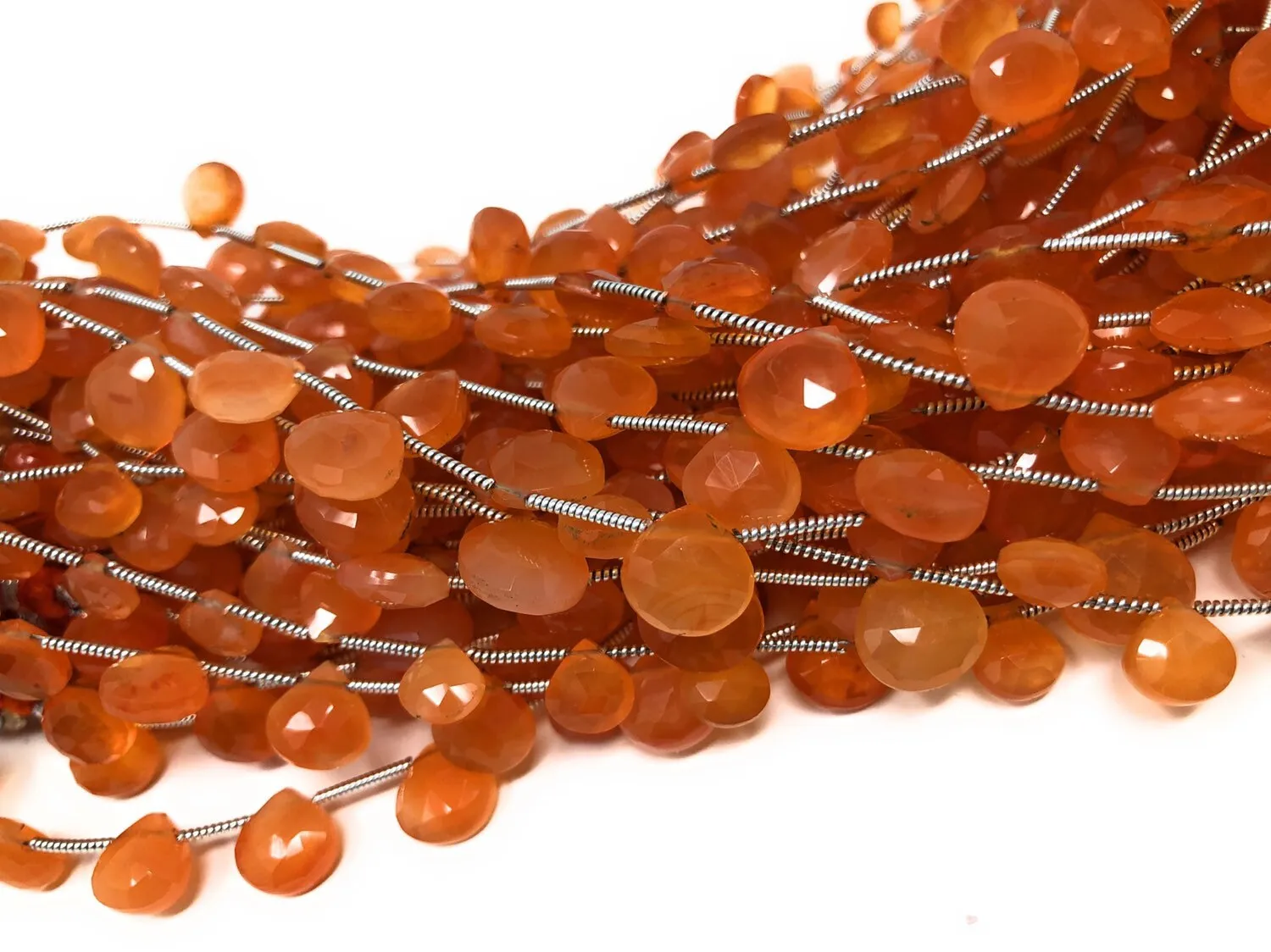 Carnelian Gemstone Beads, Natural Carnelian Briolette Beads, Jewelry Supplies for Jewelry Making, Bulk Wholesale Beads, 8" Strand