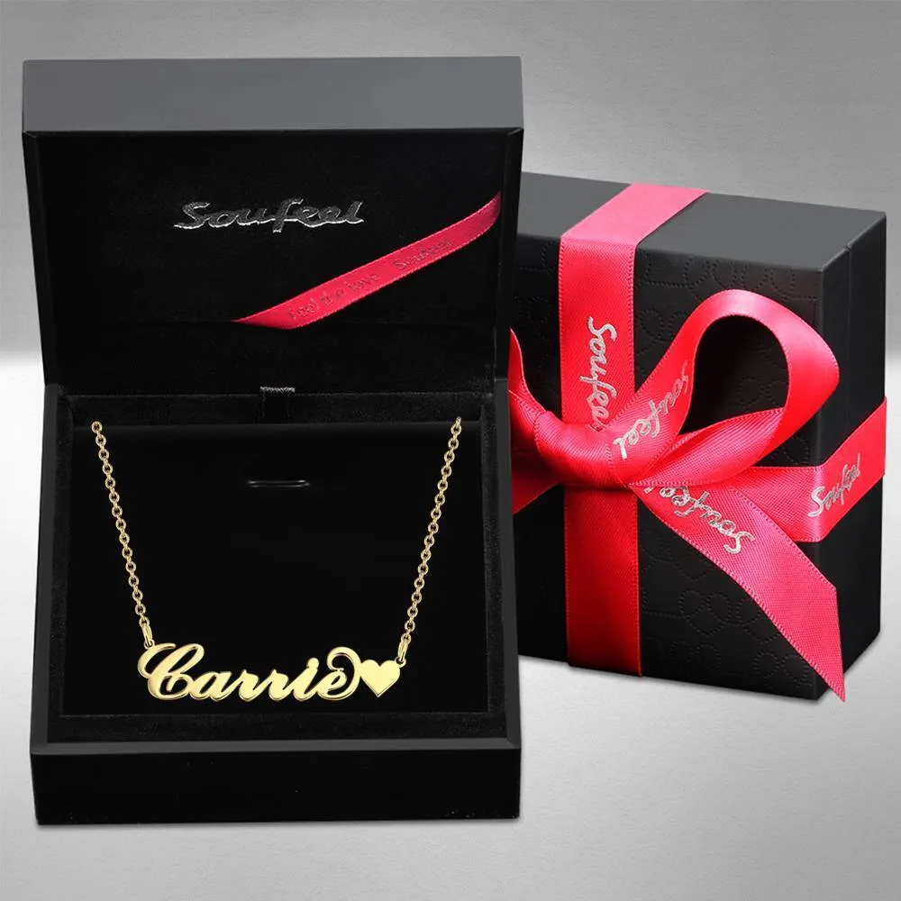 Carrie Style Name Necklace with Little Heart Girlfriend's Gifts