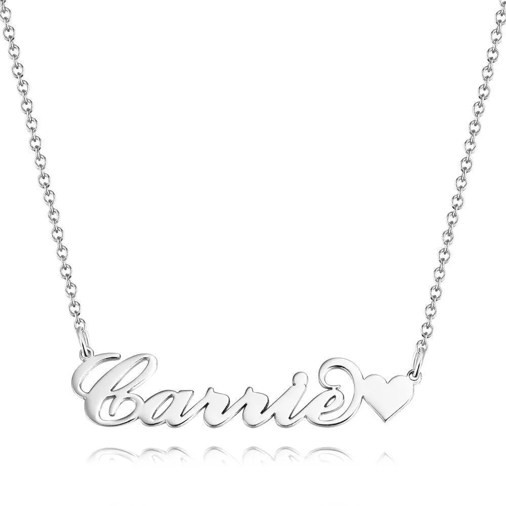 Carrie Style Name Necklace with Little Heart Girlfriend's Gifts