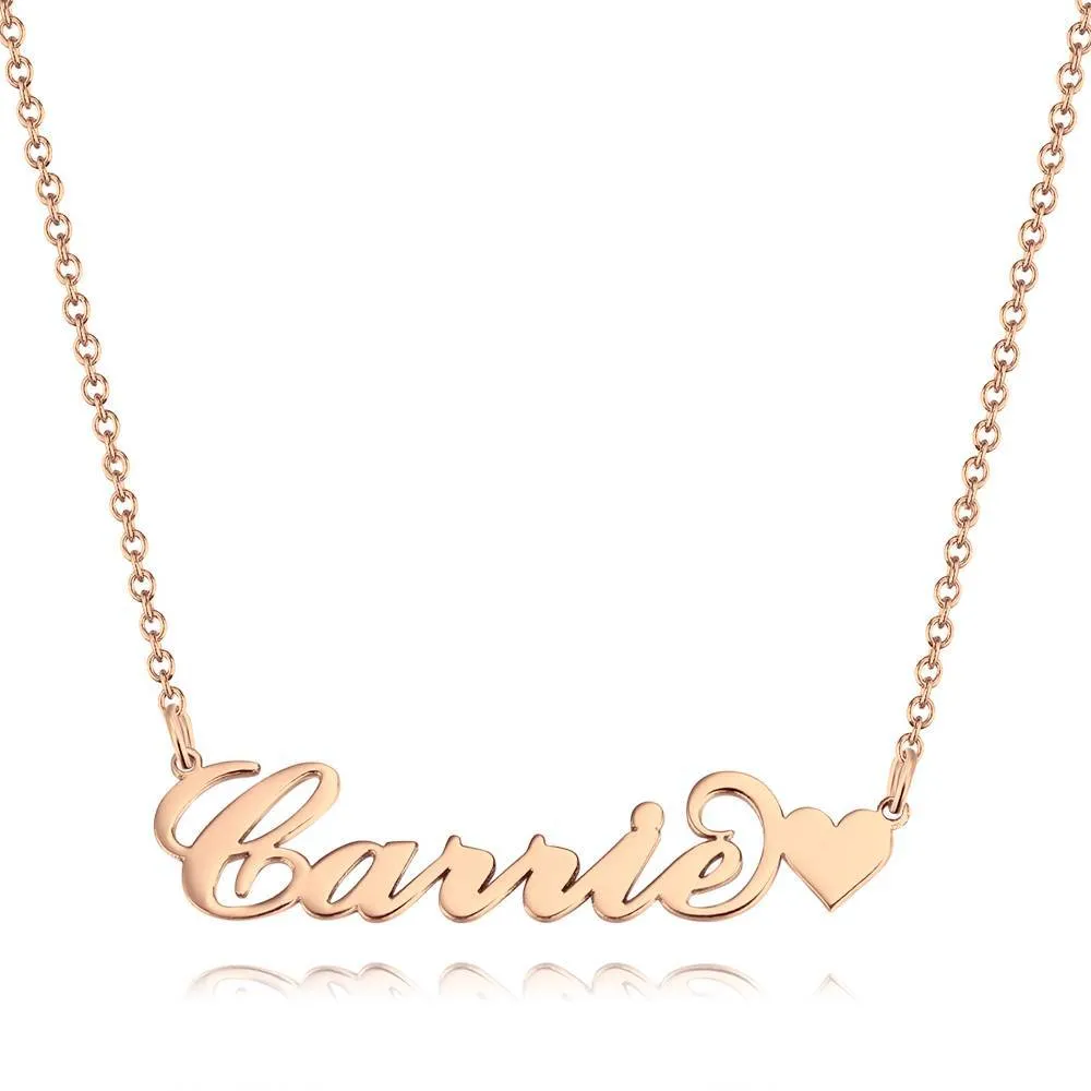 Carrie Style Name Necklace with Little Heart Girlfriend's Gifts