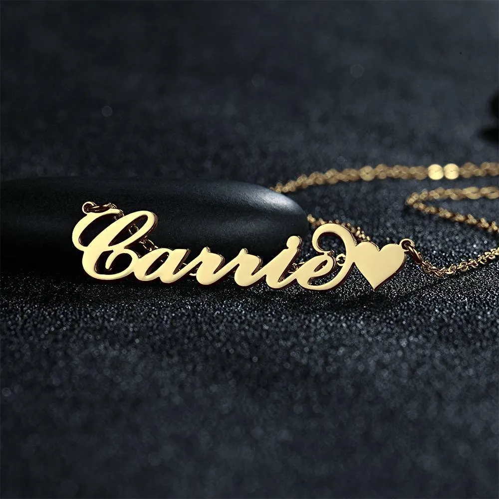 Carrie Style Name Necklace with Little Heart Girlfriend's Gifts