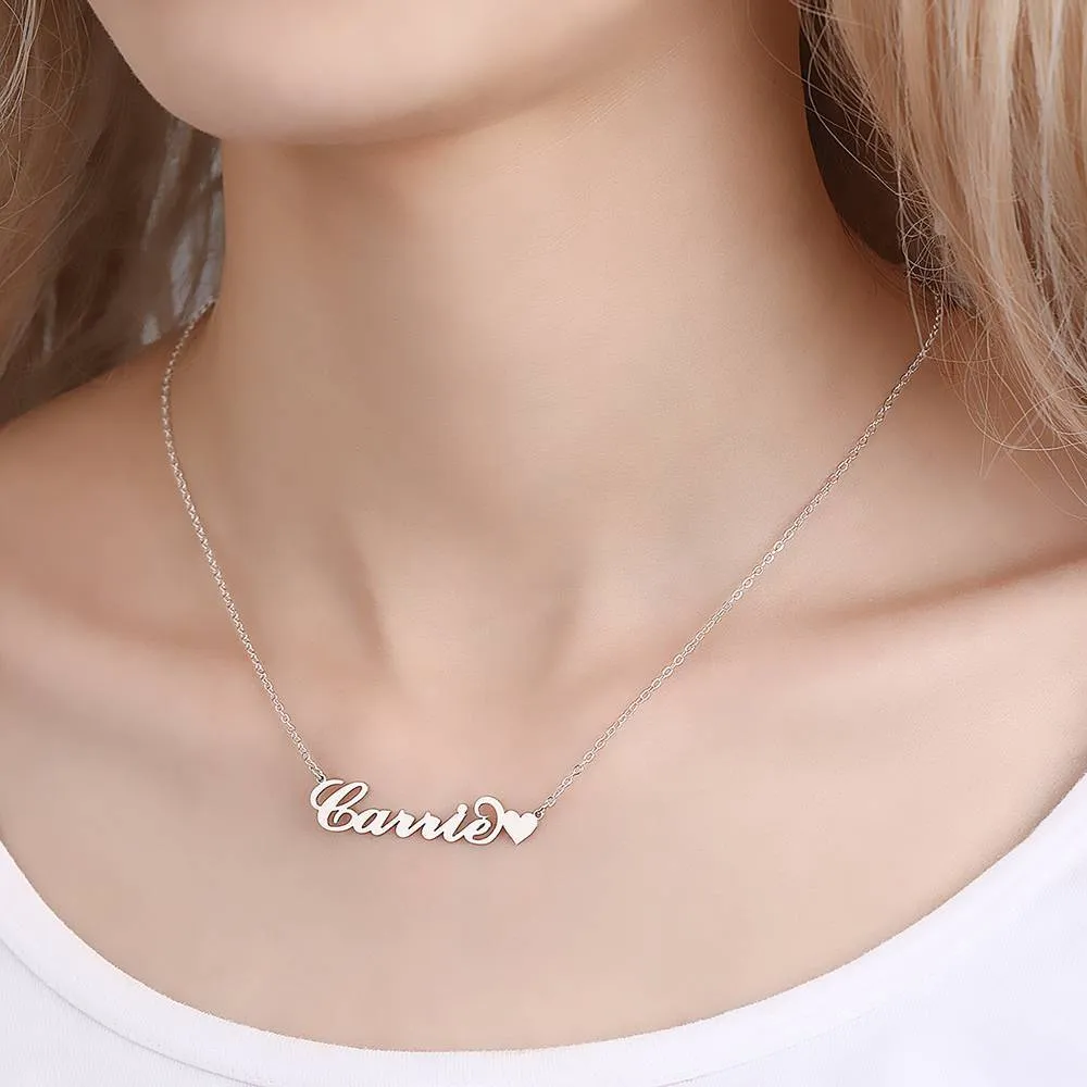 Carrie Style Name Necklace with Little Heart Girlfriend's Gifts
