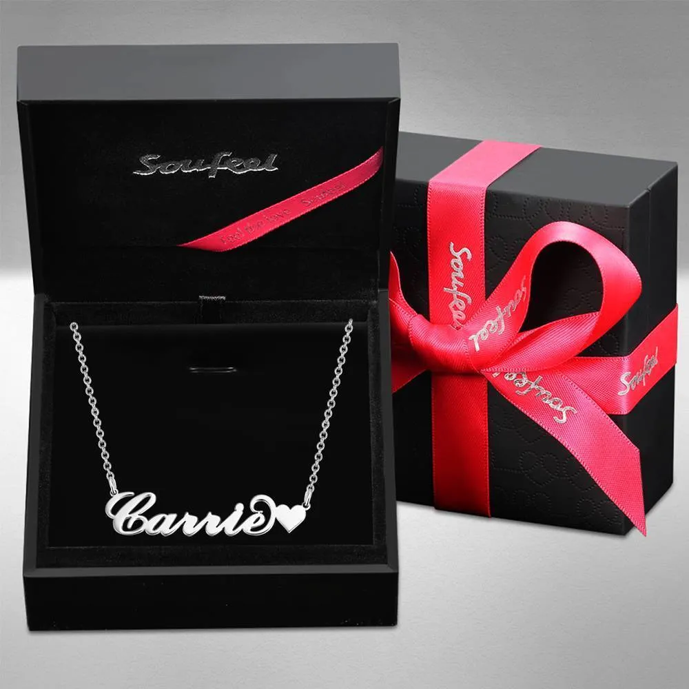 Carrie Style Name Necklace with Little Heart Girlfriend's Gifts