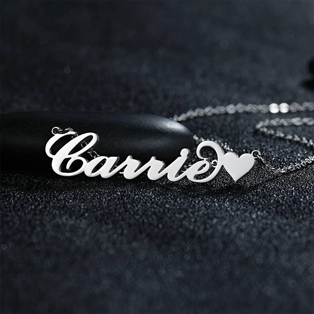 Carrie Style Name Necklace with Little Heart Girlfriend's Gifts