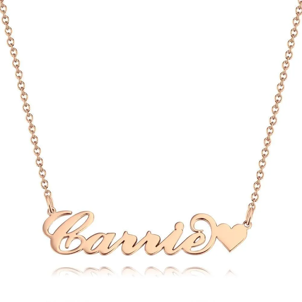 Carrie Style Name Necklace with Little Heart Girlfriend's Gifts