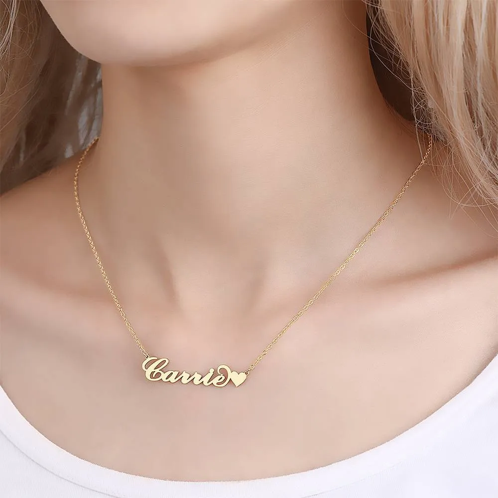Carrie Style Name Necklace with Little Heart Girlfriend's Gifts