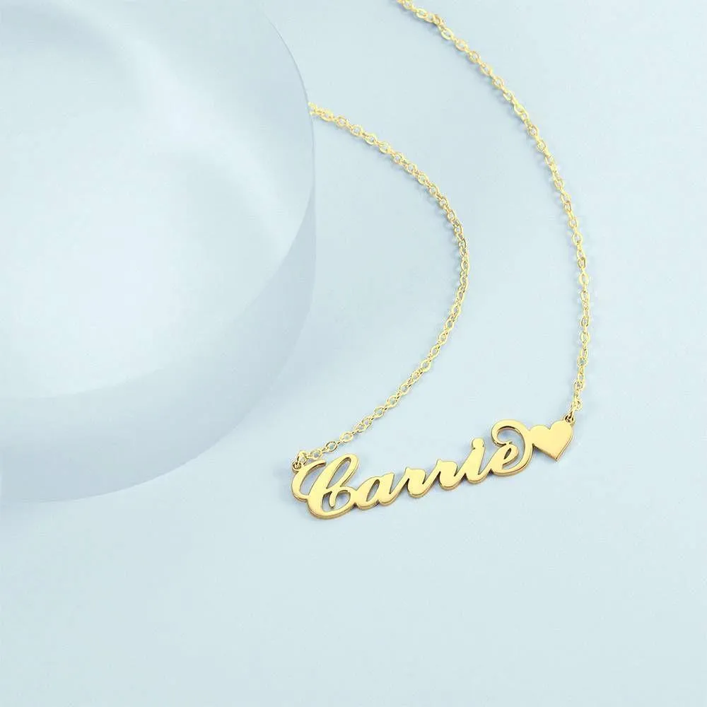 Carrie Style Name Necklace with Little Heart Girlfriend's Gifts
