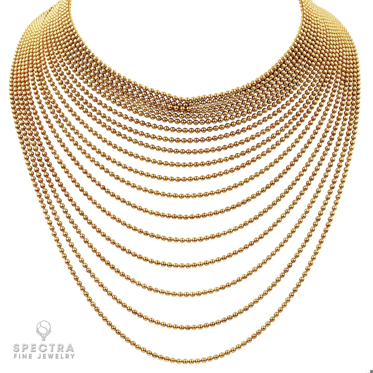 Cartier Multi-Strand 18k Gold Bead Draperie Necklace: Exquisite 18k Gold Luxury