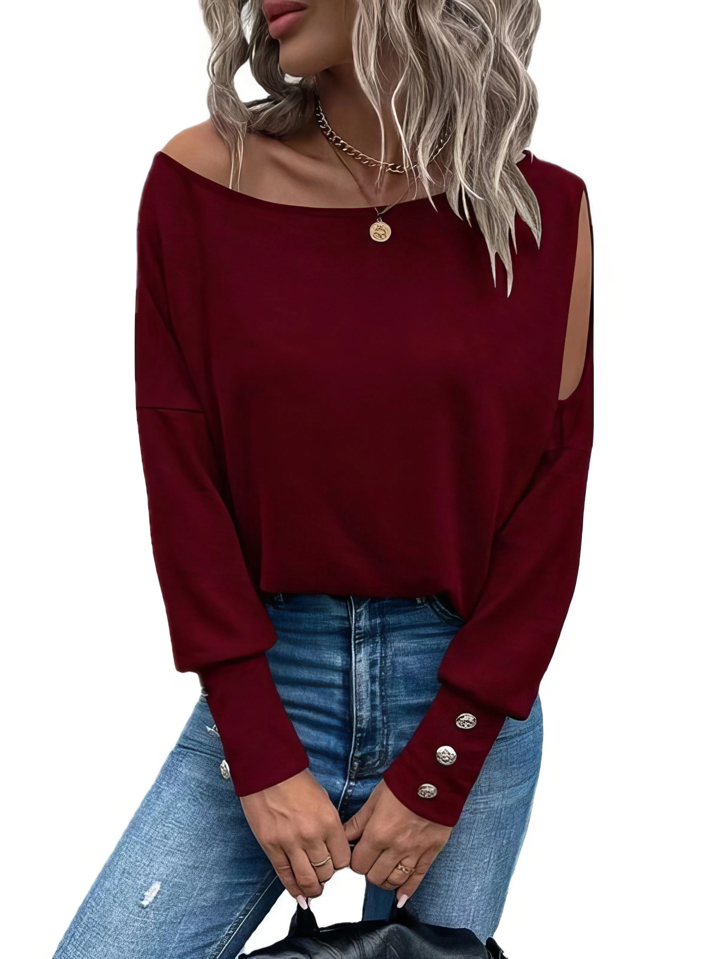 Casual Off Shoulder Long Sleeve Blouse