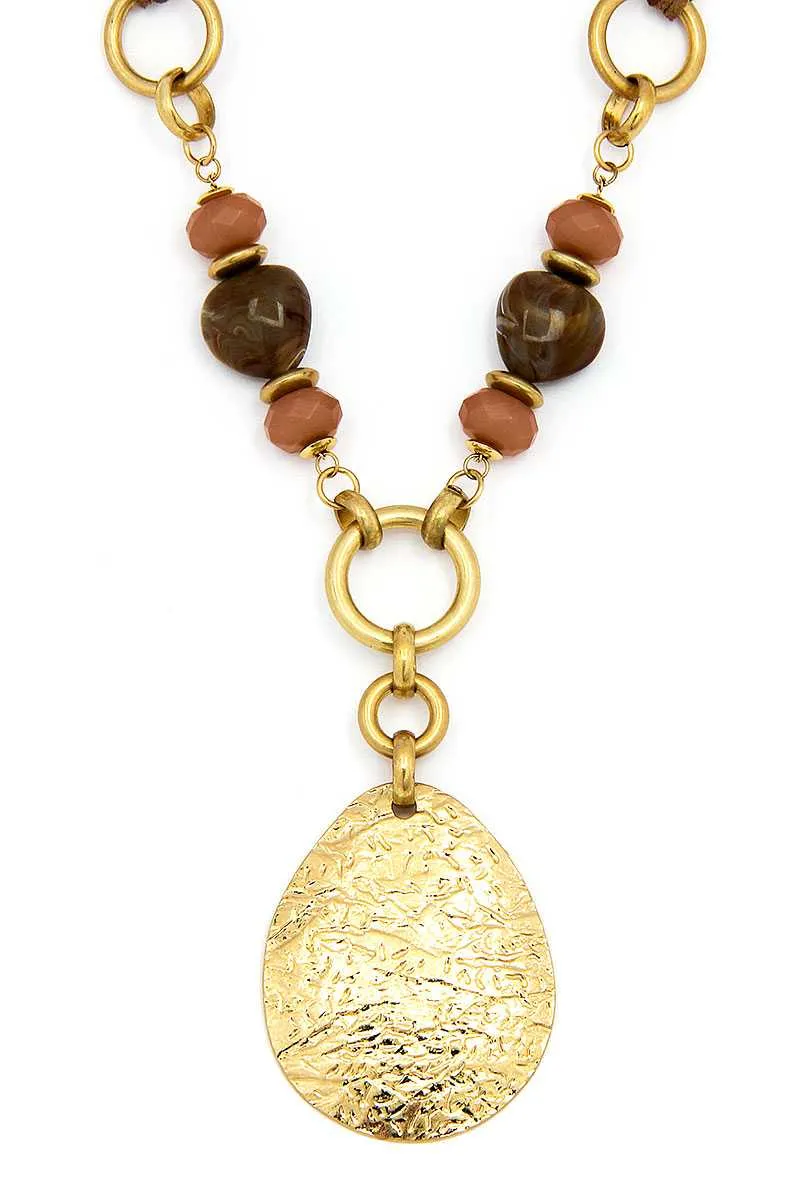 Chic Bead Fashion Pendant Necklace And Earring Set