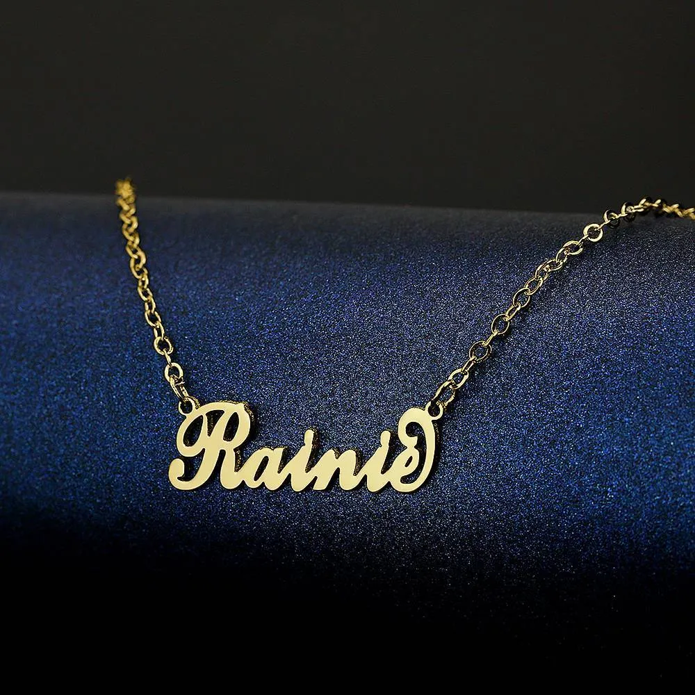 Children's "Carrie" Style Name Necklace 14K Gold Plated