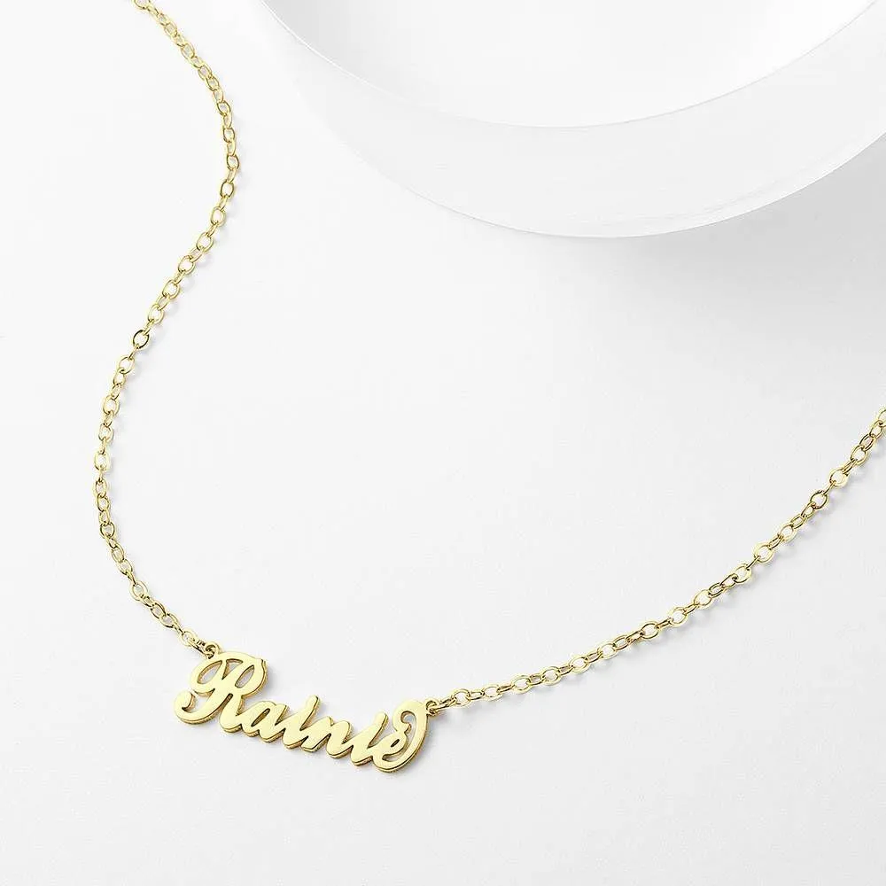 Children's "Carrie" Style Name Necklace 14K Gold Plated