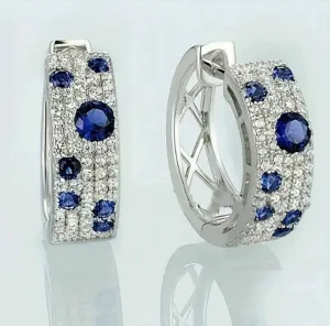 Classic AAA Cubic Zirconia Platinum Plated Sapphire Earrings For Women